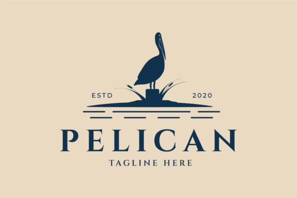 Pelican Bird Vintage Logo with Cattail Review