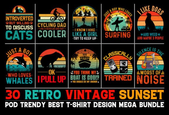 Sunset Retro Vintage T-Shirt Design Set Review